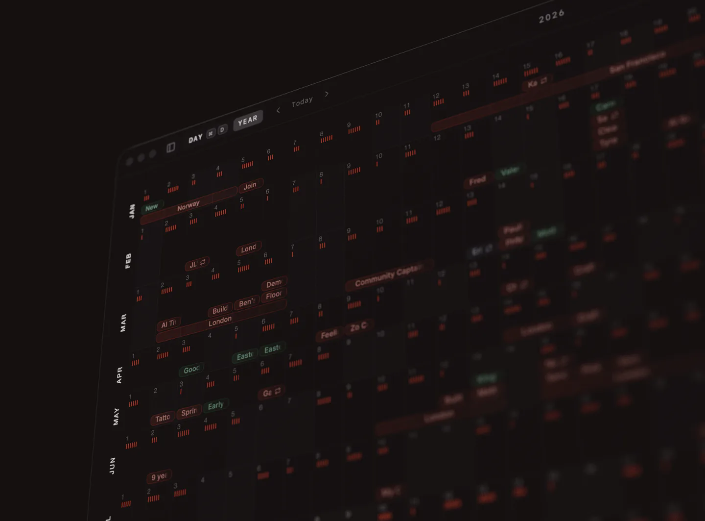 Radical desktop year view calendar grid